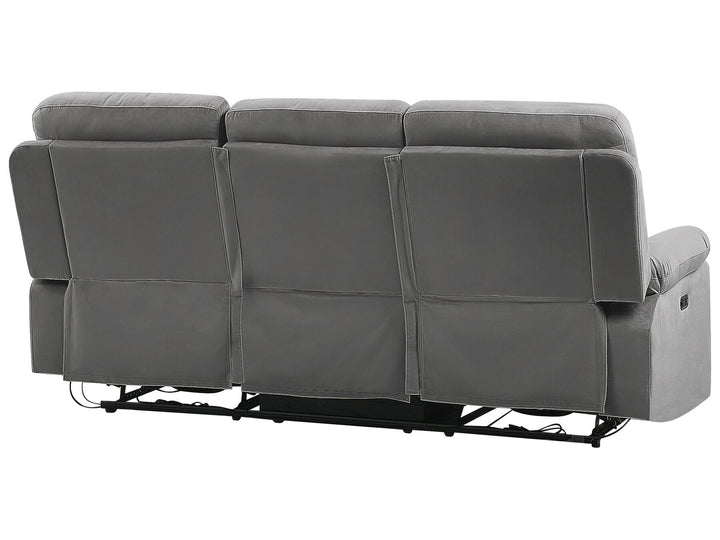 Bergen 3 Seater Velvet LED Electric Recliner Sofa with USB Port Grey