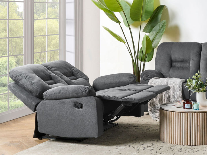 Bergen II 2 Seater Fabric Manual Recliner Sofa Grey