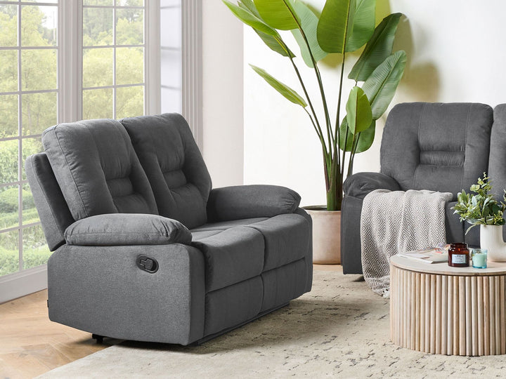 Bergen II 2 Seater Fabric Manual Recliner Sofa Grey