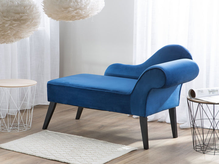 Biarritz Right Hand Velvet Chaise Lounge Cobalt Blue