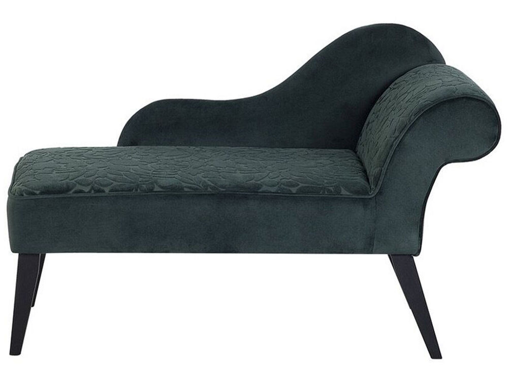 Biarritz Right Hand Velvet Chaise Lounge Green