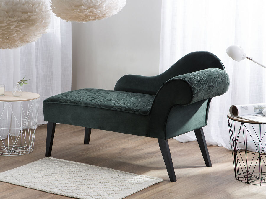 Biarritz Right Hand Velvet Chaise Lounge Green