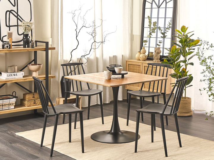 Boca Dining Table 90 x 90 cm Light Wood with Black