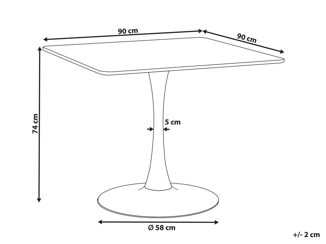 Flovilla Dining Table 90 x 90 cm Light Wood with Black