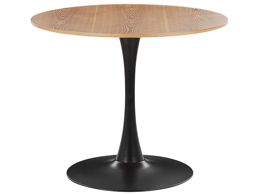 Boca Round Dining Table ⌀ 90 cm Light Wood with Black