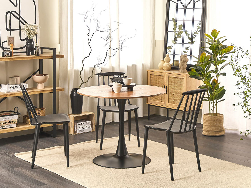 Boca Round Dining Table ⌀ 90 cm Light Wood with Black