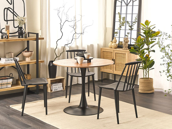 Boca Round Dining Table ⌀ 90 cm Light Wood with Black