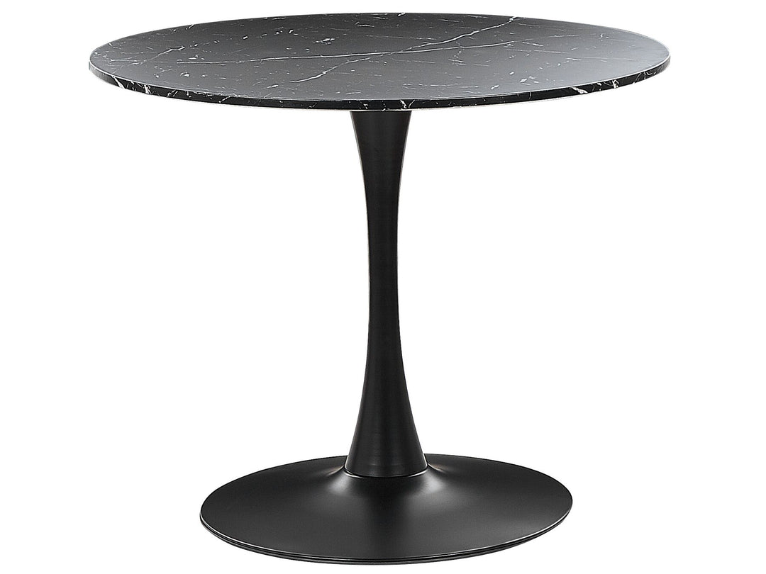 Boca Round Dining Table ⌀ 90 cm Marble Effect Black