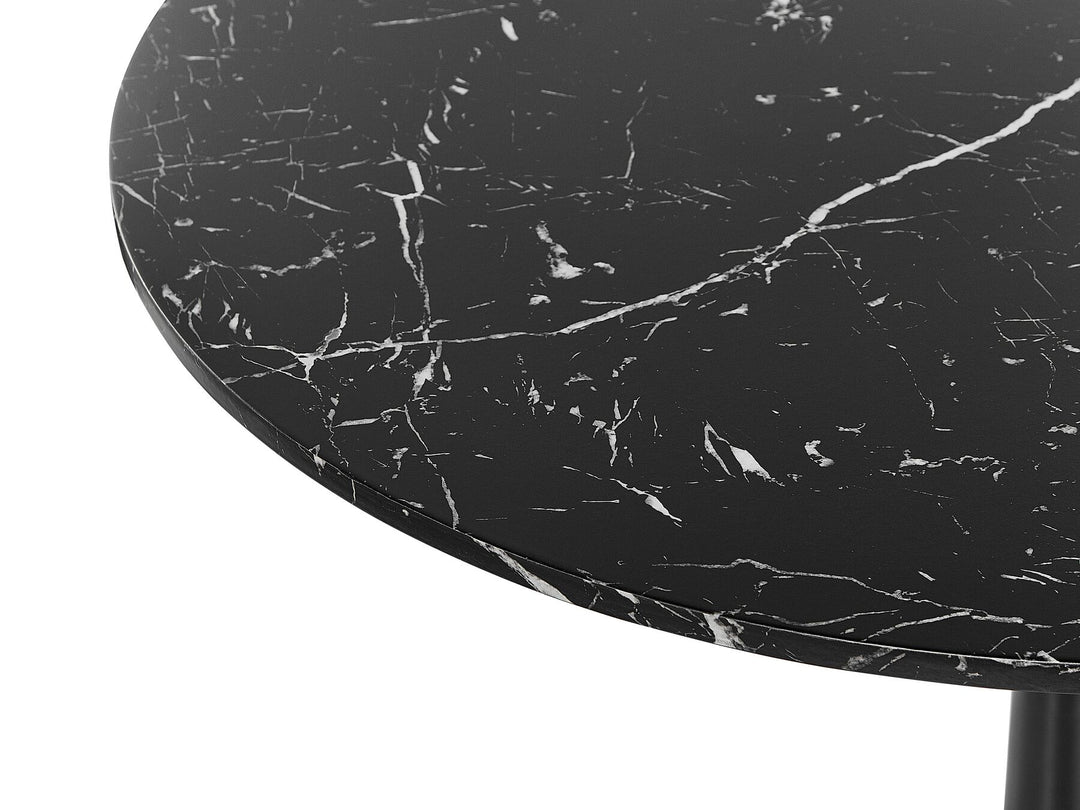 Flovilla Round Dining Table ⌀ 90 cm Marble Effect Black