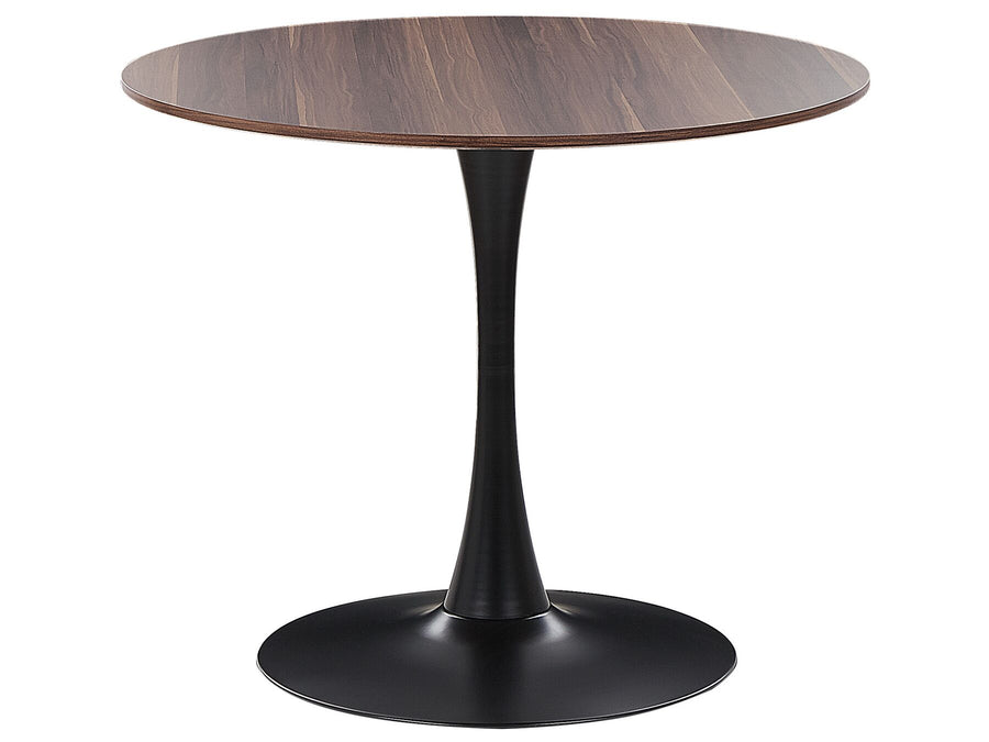Boca Round Dining Table ⌀ 90 cm Dark Wood with Black