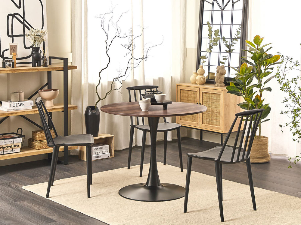 Boca Round Dining Table ⌀ 90 cm Dark Wood with Black