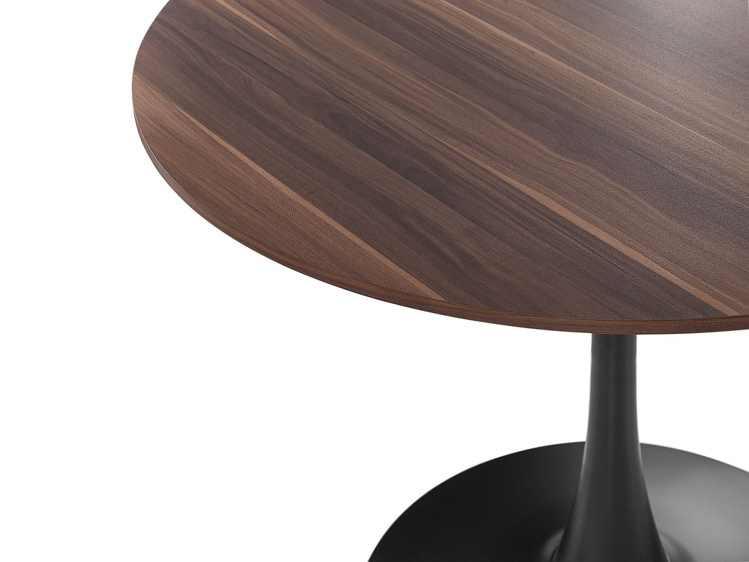 Flovilla Round Dining Table ⌀ 90 cm Dark Wood with Black