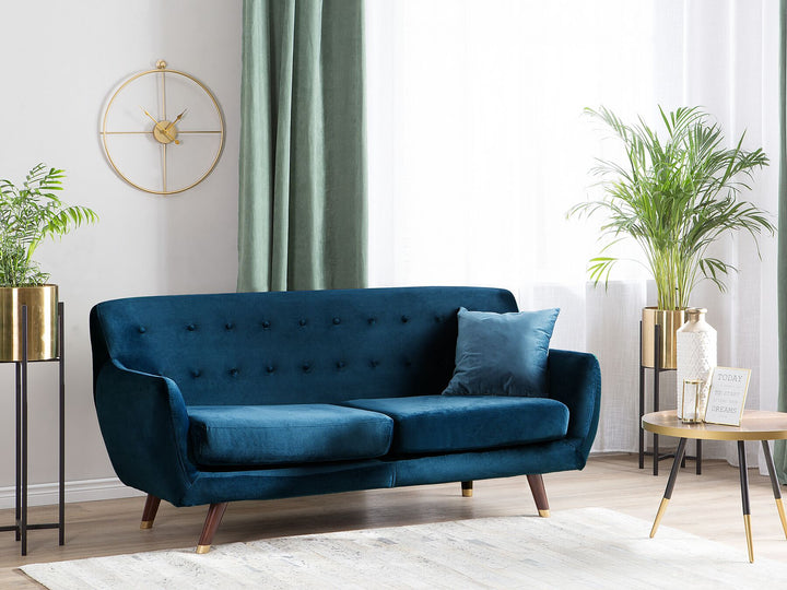 Bodo 3 Seater Velvet Sofa Navy Blue