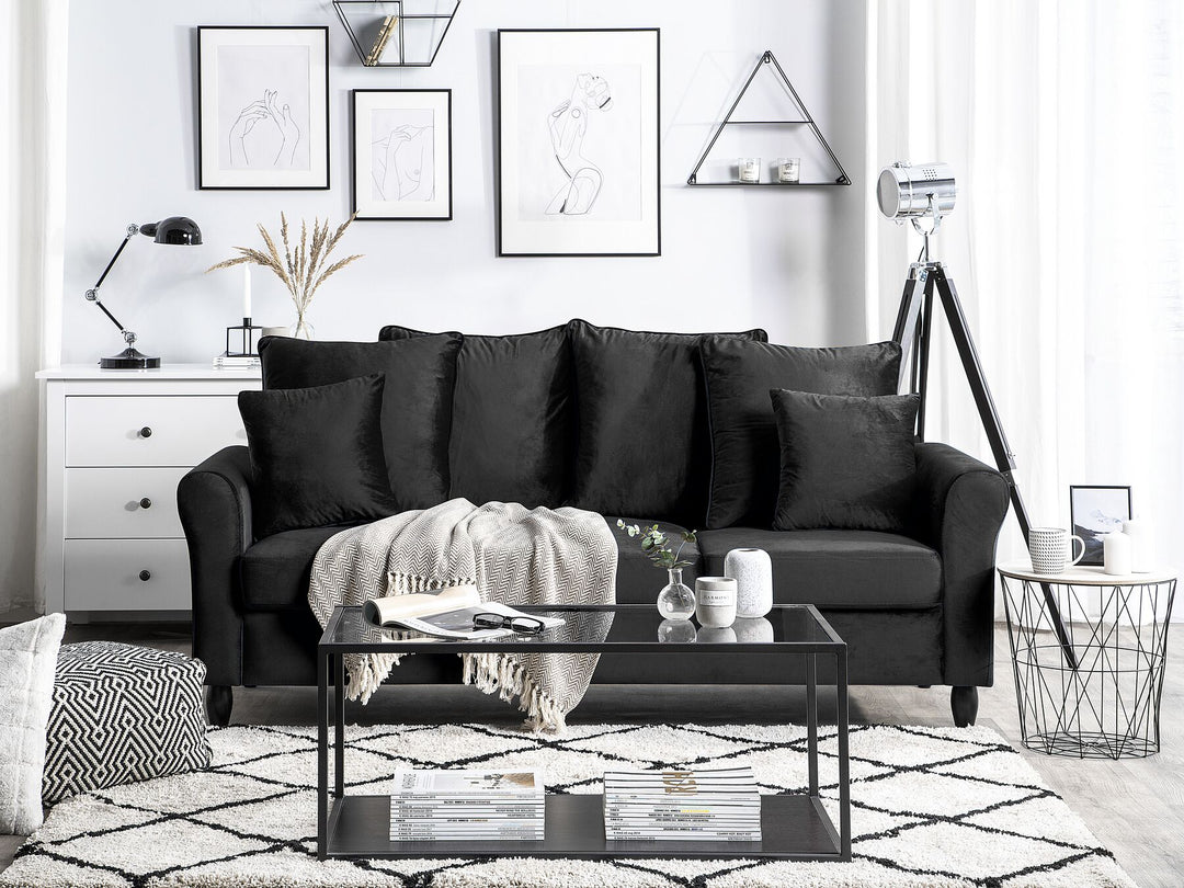 Bornholm 3 Seater Velvet Sofa Black