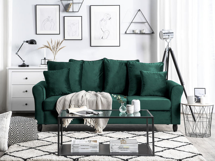 Bornholm 3 Seater Velvet Sofa Emerald Green