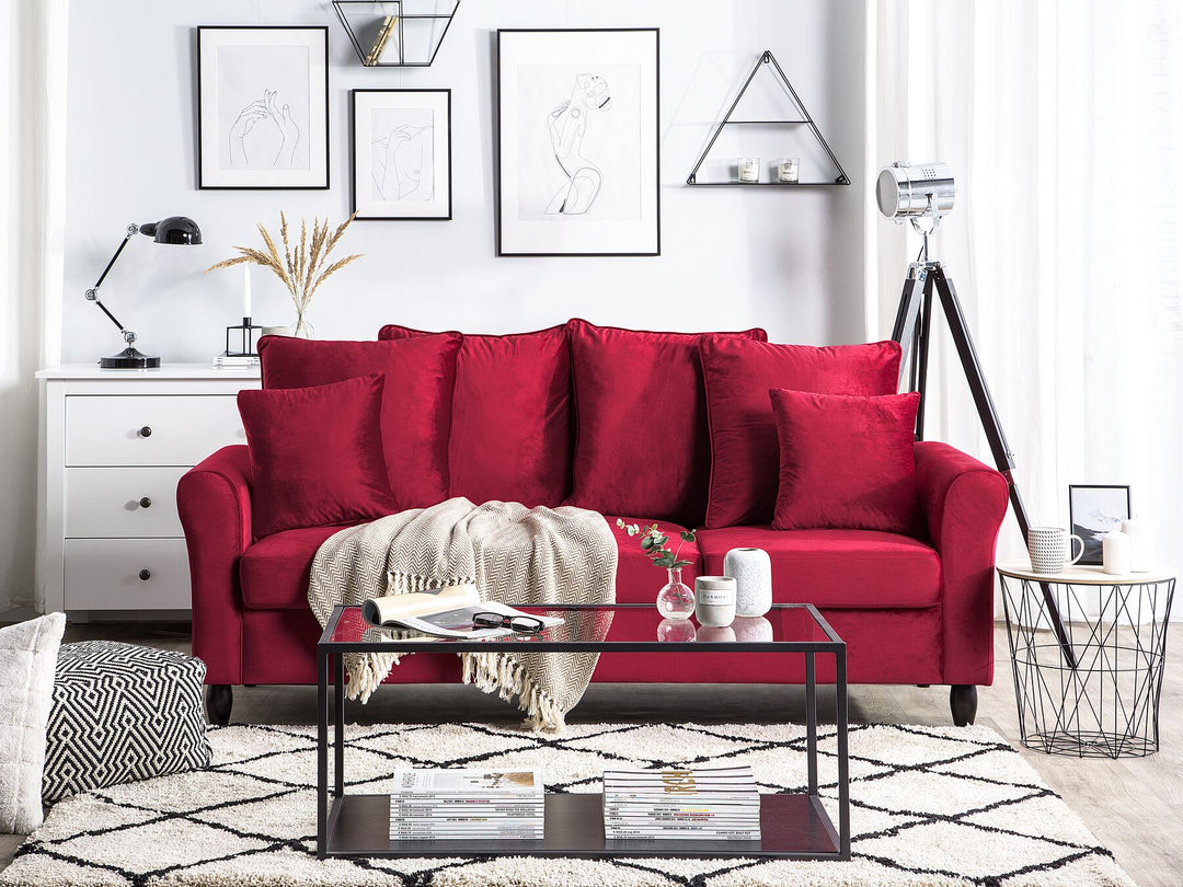 Bornholm 3 Seater Velvet Sofa Red