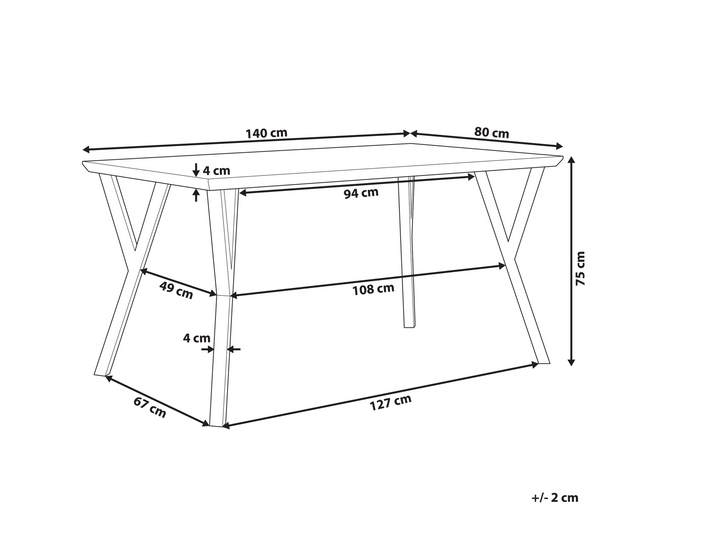 Helme Dining Table 140 x 80 cm Light Wood with Black