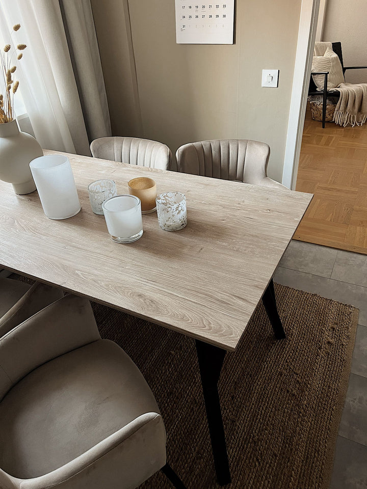 Helme Dining Table 140 x 80 cm Light Wood with Black