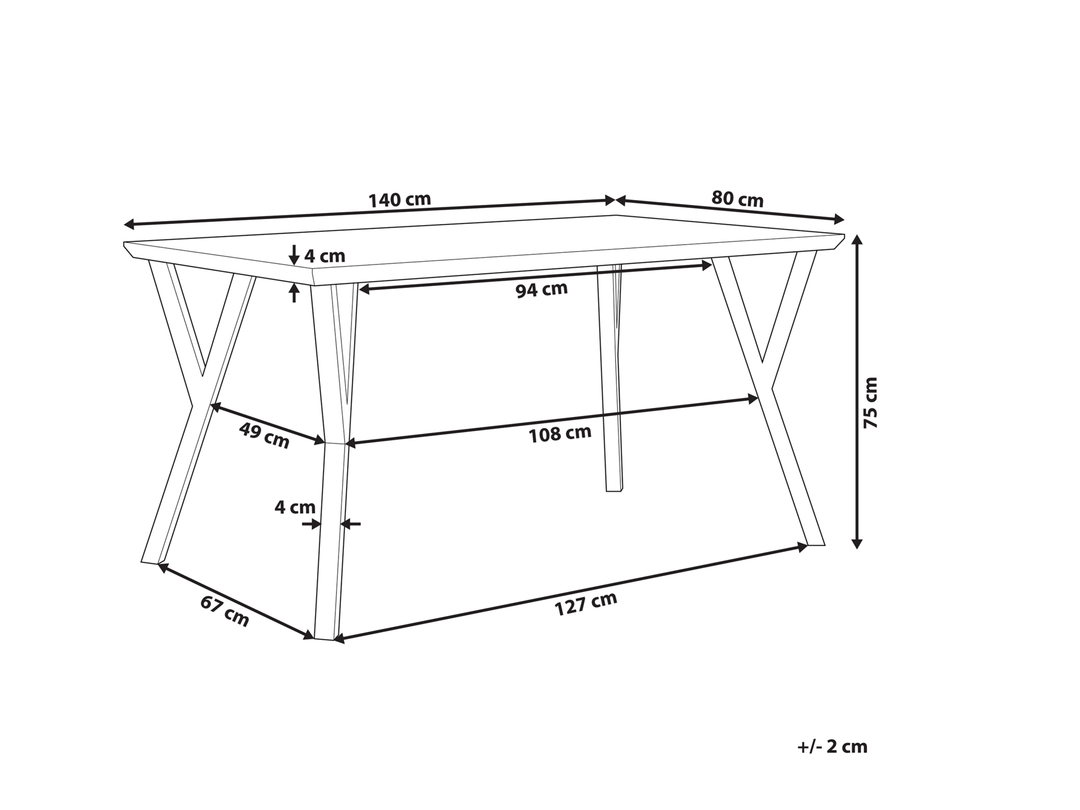 Helme Dining Table 140 x 80 cm Dark Wood with Black