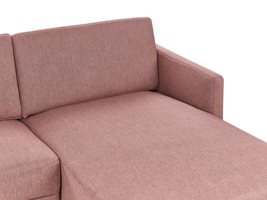 Breda Left Hand 2 Seater Fabric Corner Sofa Pink Brown