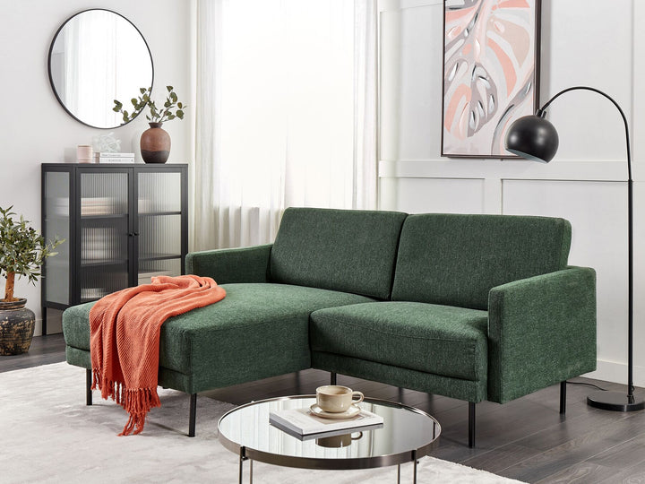 Breda Right Hand 2 Seater Fabric Corner Sofa Dark Green