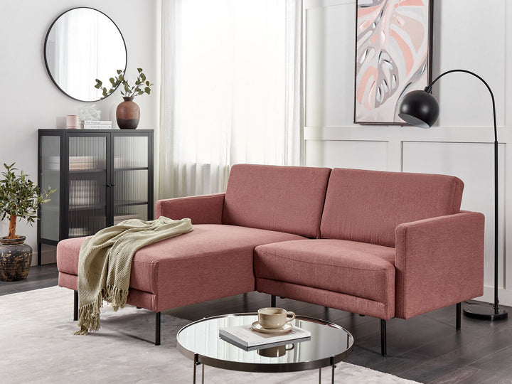 Breda Right Hand 2 Seater Fabric Corner Sofa Pink Brown