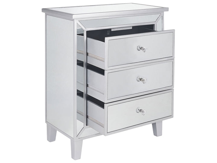 Essie 3 Drawer Mirrored Chest Silver