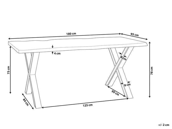 Yetter Acacia Dining Table 180 x 95 cm Dark Wood