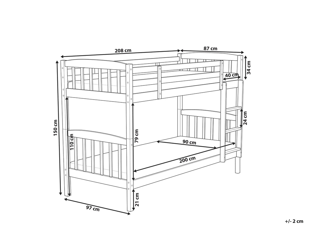 Bunk Bed Pine Wood 90 x 200 cm (EU Single) White  Ross