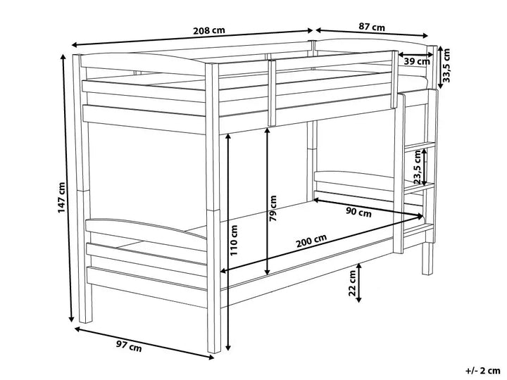 Bunk Bed Pine Wood Regat 90 x 200 cm (EU Single) White