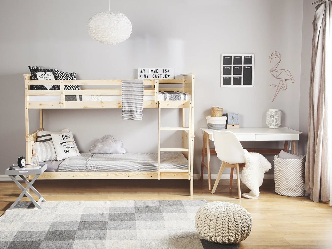 Bunk Bed Pine Wood 90 x 200 cm (EU Single) Light Brown Tymo