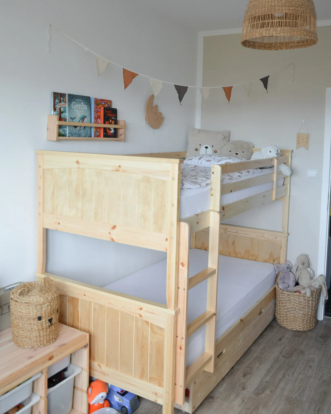 Bunk Bed Pine Wood 90 x 200 cm (EU Single) Light Brown Tymo