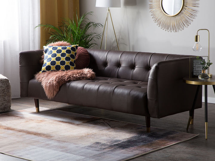 Byske 3 Seater Leather Sofa Brown