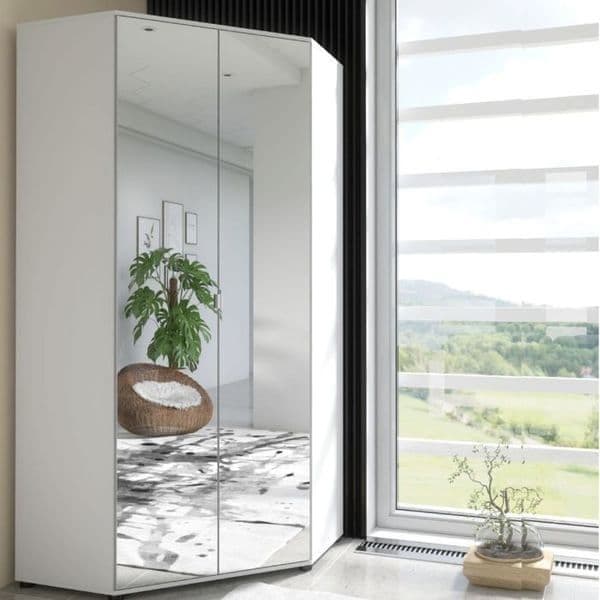Edom White 2-Door Full Mirrored Panel Wardrobe
