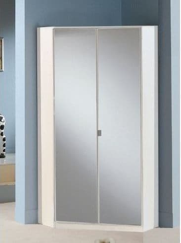 Edom White 2-Door Full Mirrored Panel Wardrobe