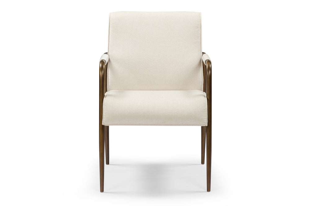 White chair with wooden frame on a white background