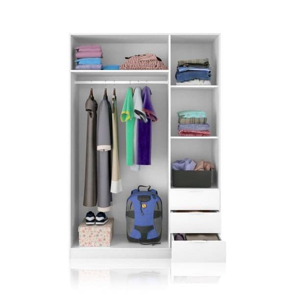 Mijah White 3-Door Triple Drawer Wardrobe