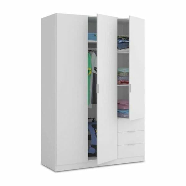 Mijah White 3-Door Triple Drawer Wardrobe