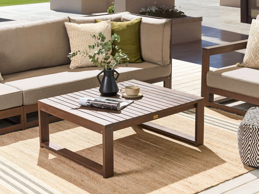Timor Garden Coffee Table  90 cm 75 cm Certified Acacia Wood Dark Brown