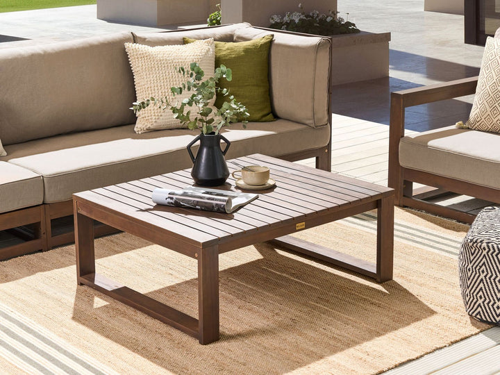 Timor Garden Coffee Table  90 cm 75 cm Certified Acacia Wood Dark Brown