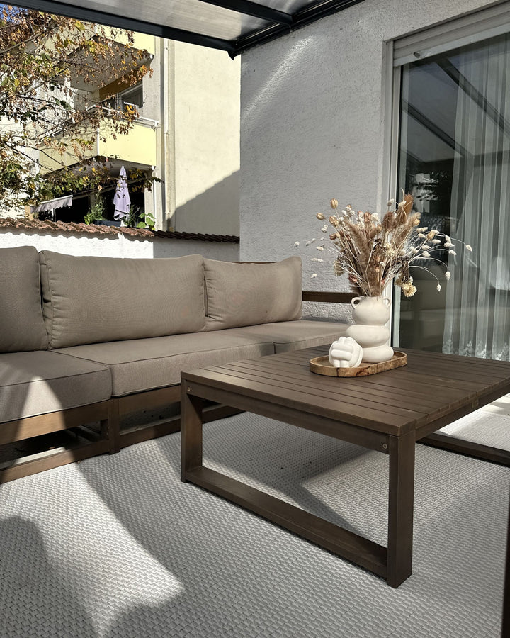 Timor Garden Coffee Table  90 cm 75 cm Certified Acacia Wood Dark Brown