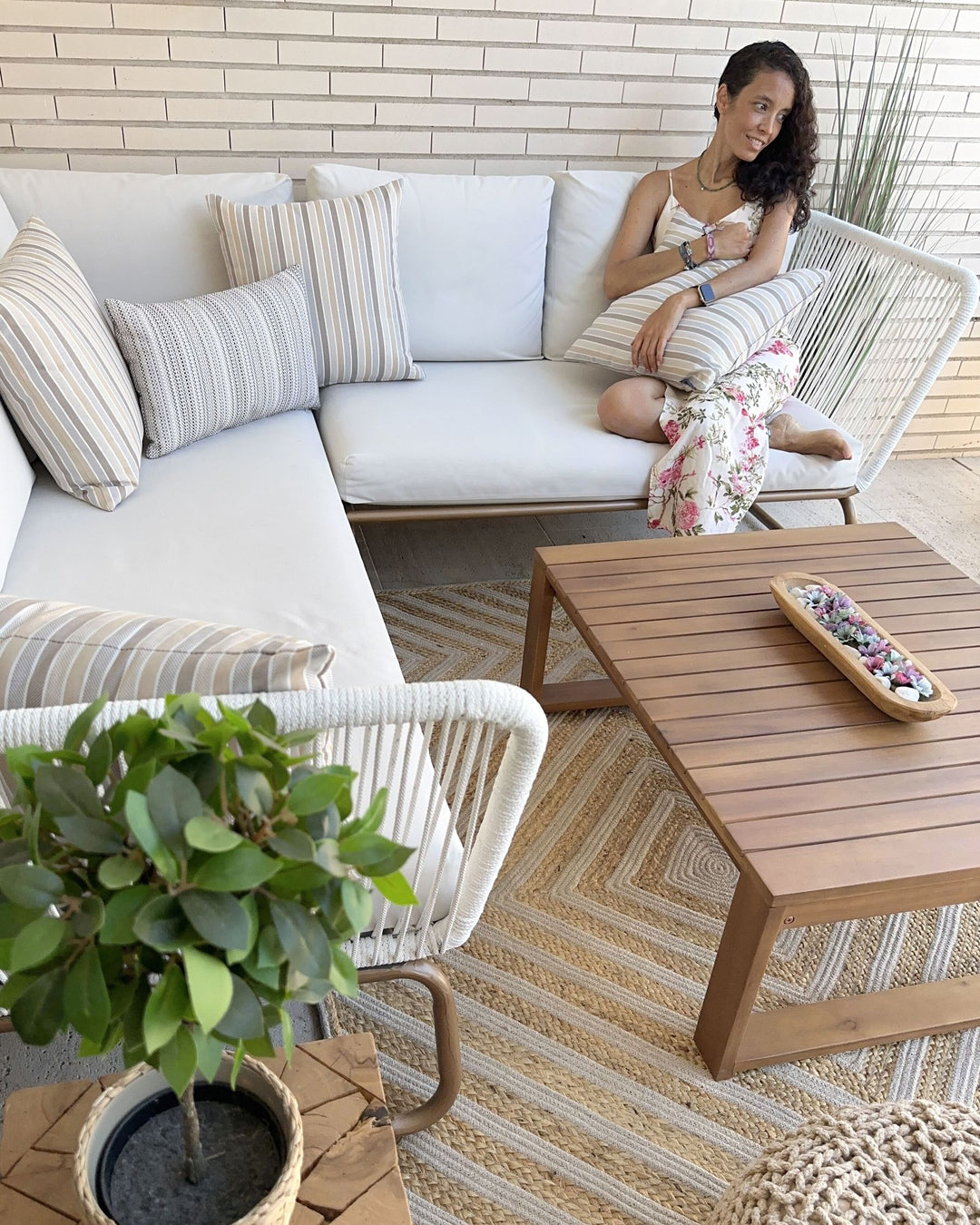 Timor Garden Coffee Table 90 cm 75 cm Certified Acacia Wood Light Brown