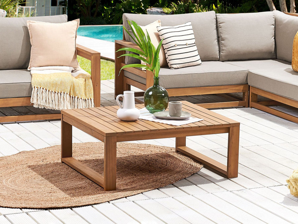 Timor Garden Coffee Table 90 cm 75 cm Certified Acacia Wood Light Brown