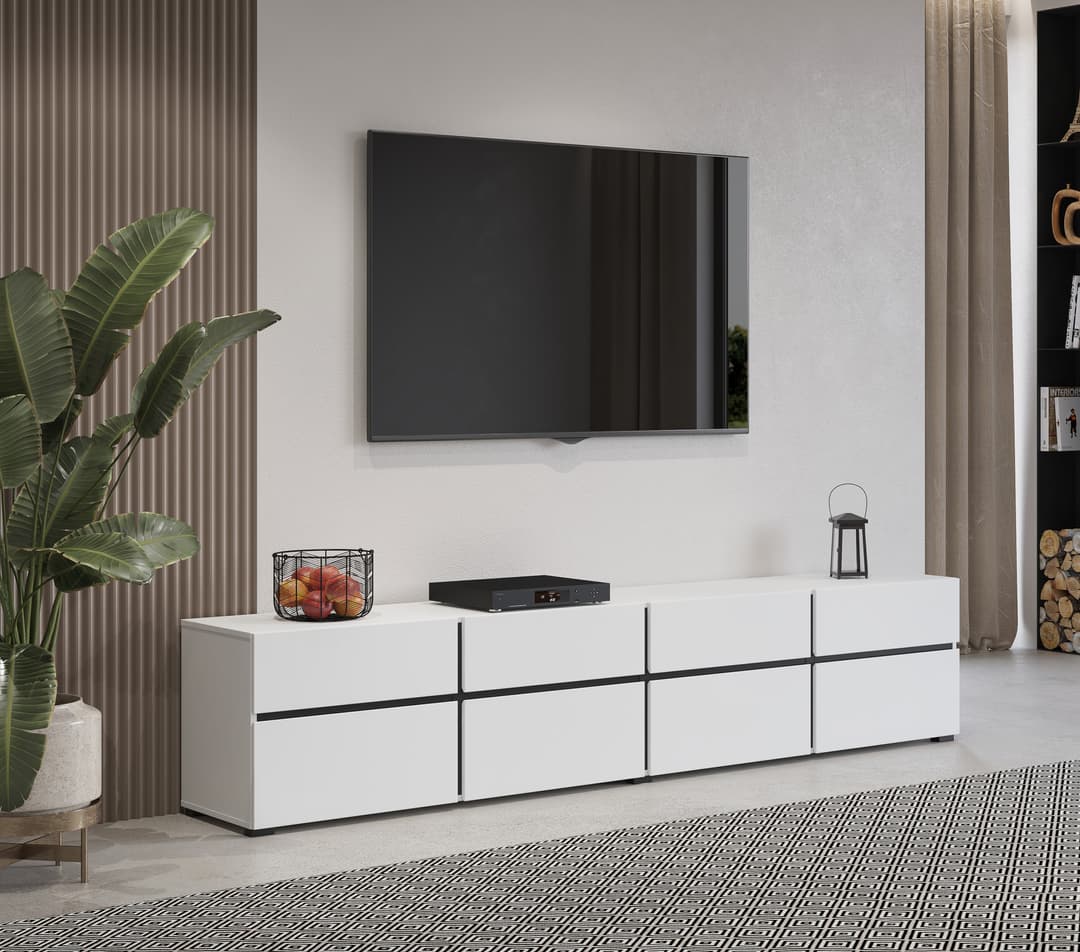 Kross 40 TV Cabinet 225cm White W225cm x H48cm x D40cm