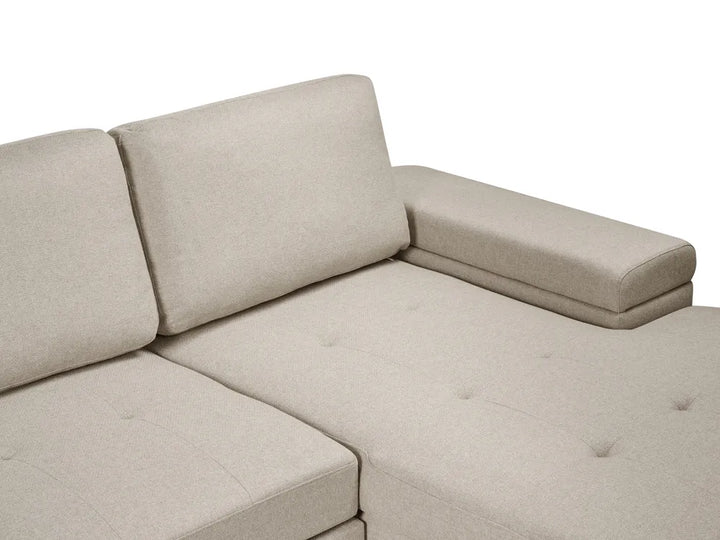 Corner Sofa Bed 3 Seater Faux Linen Beige Left Hand Standridge