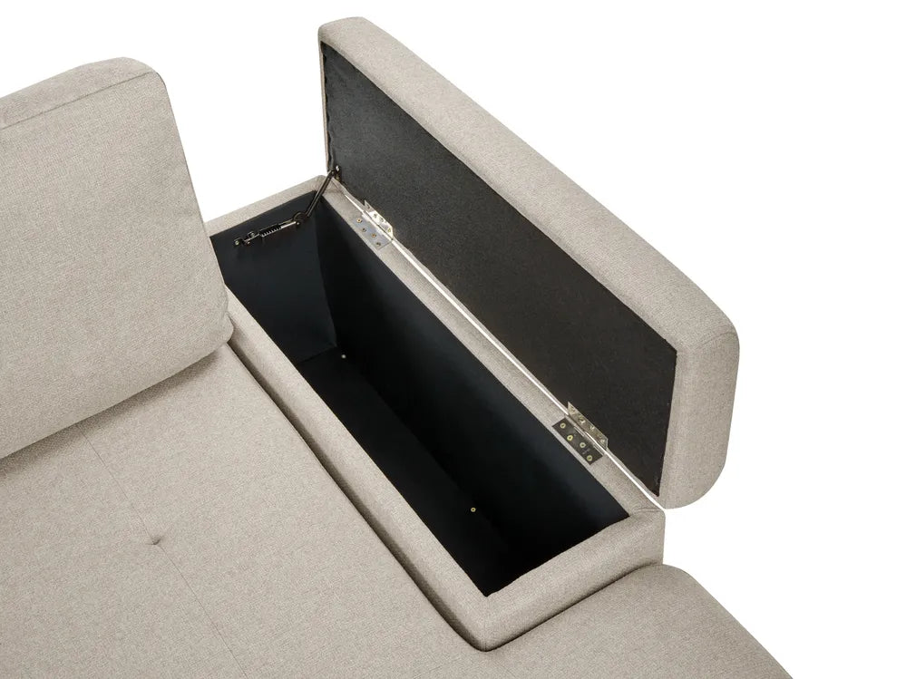 Corner Sofa Bed 3 Seater Faux Linen Beige Left Hand Standridge