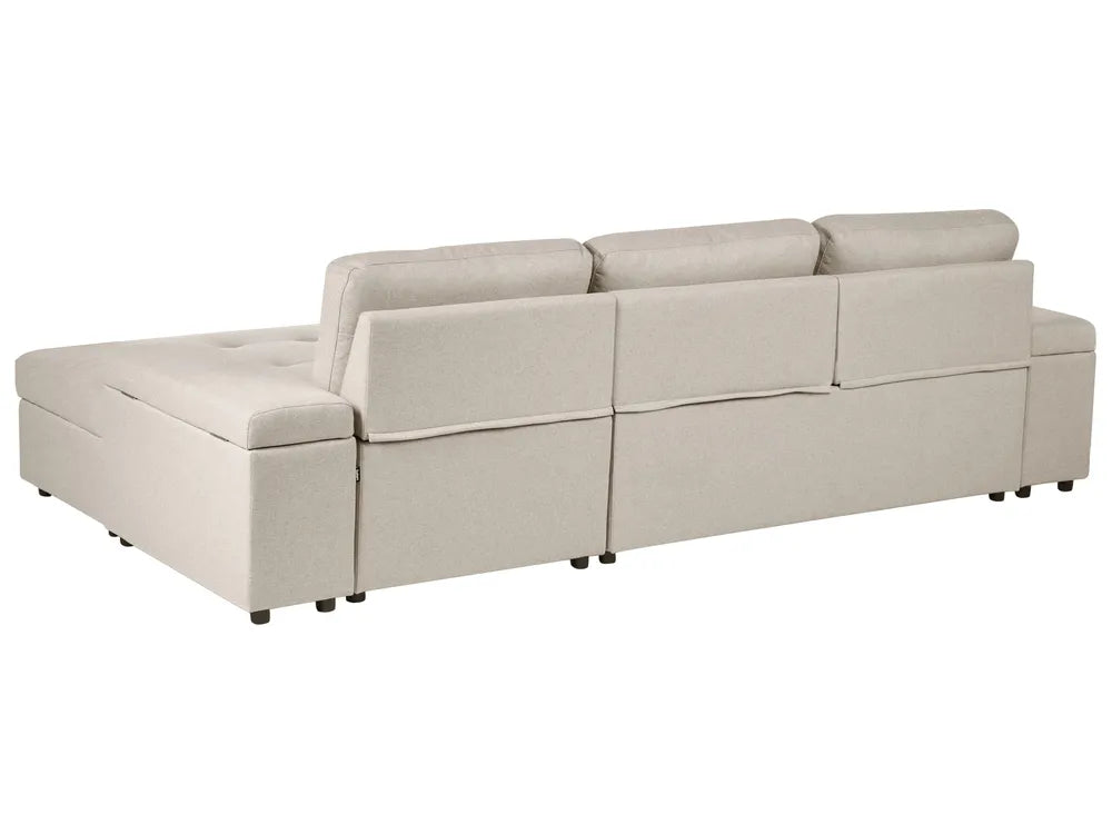 Corner Sofa Bed 3 Seater Faux Linen Beige Left Hand Standridge