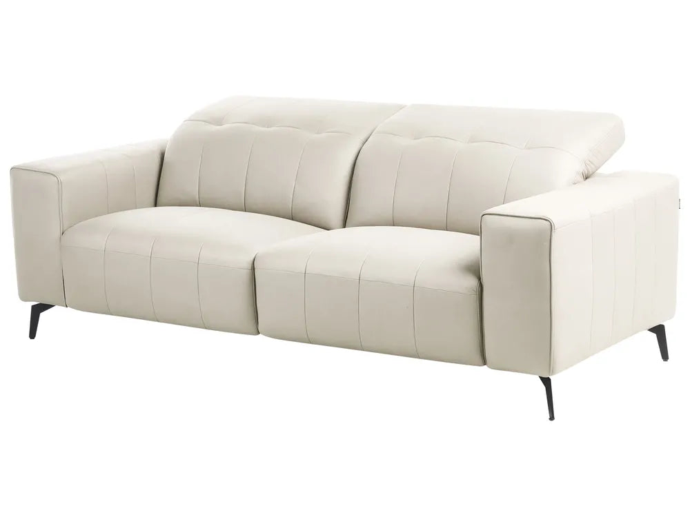 Sofa 3 Seater Faux Leather Light Beige Makirah