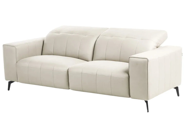 Sofa 3 Seater Faux Leather Light Beige Makirah