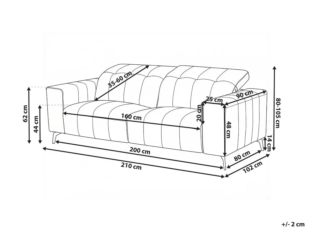 Sofa 3 Seater Faux Leather Light Beige Makirah